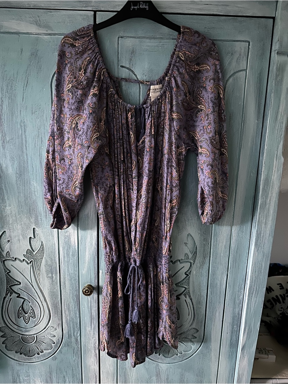 Ralph Lauren Boho Paisley Pleated Mini Dress in Lavender Purple. Size Small $40 - Picture 2 of 6